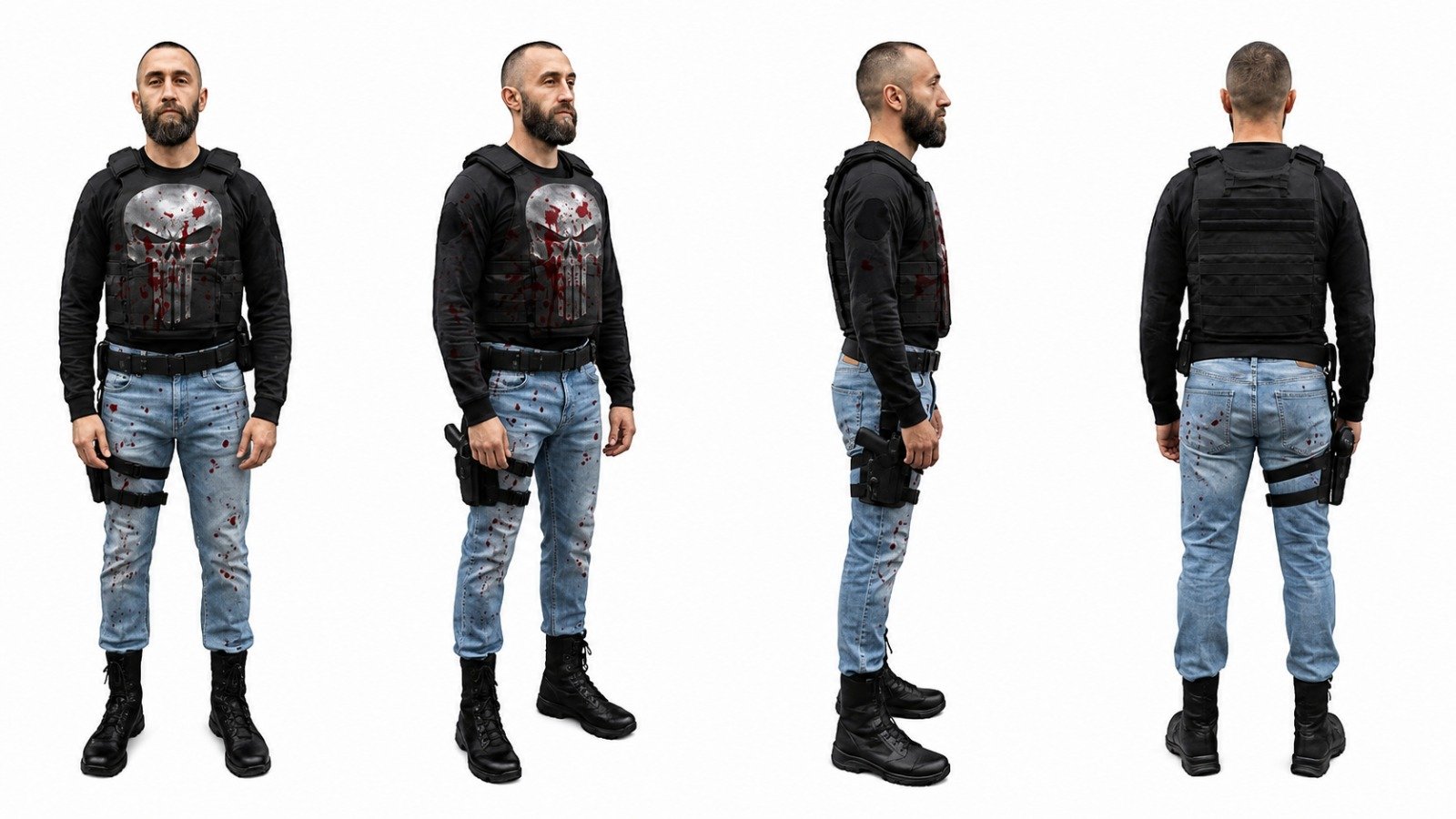 Hoja de referencia avatar hombre calvo superviviente post-apocalíptico — Dos Players